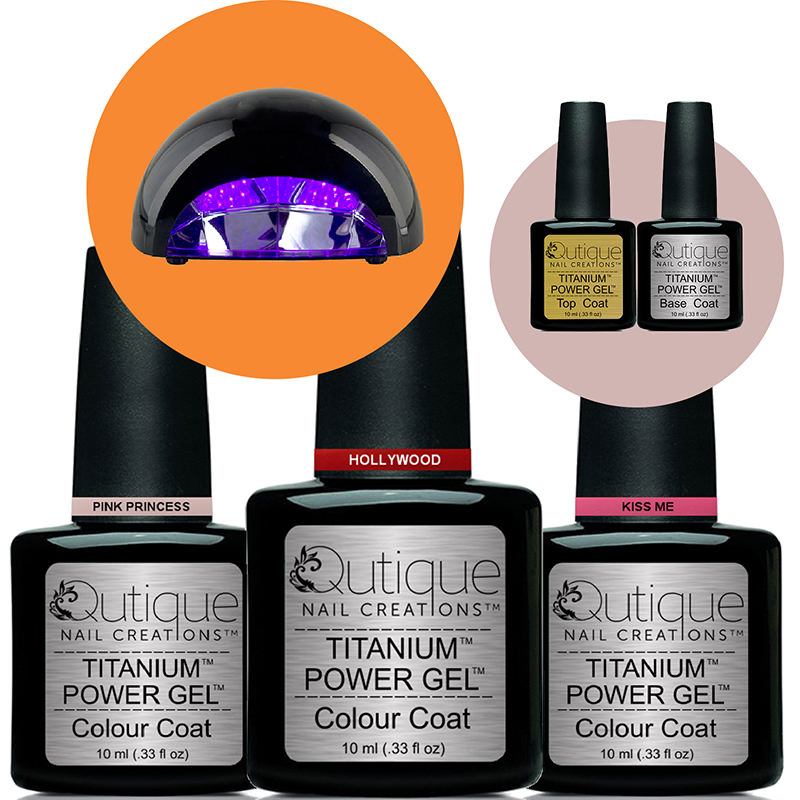 3 Colours -Gel Nail Polish Kit inc White LED Lamp -HEMA Free