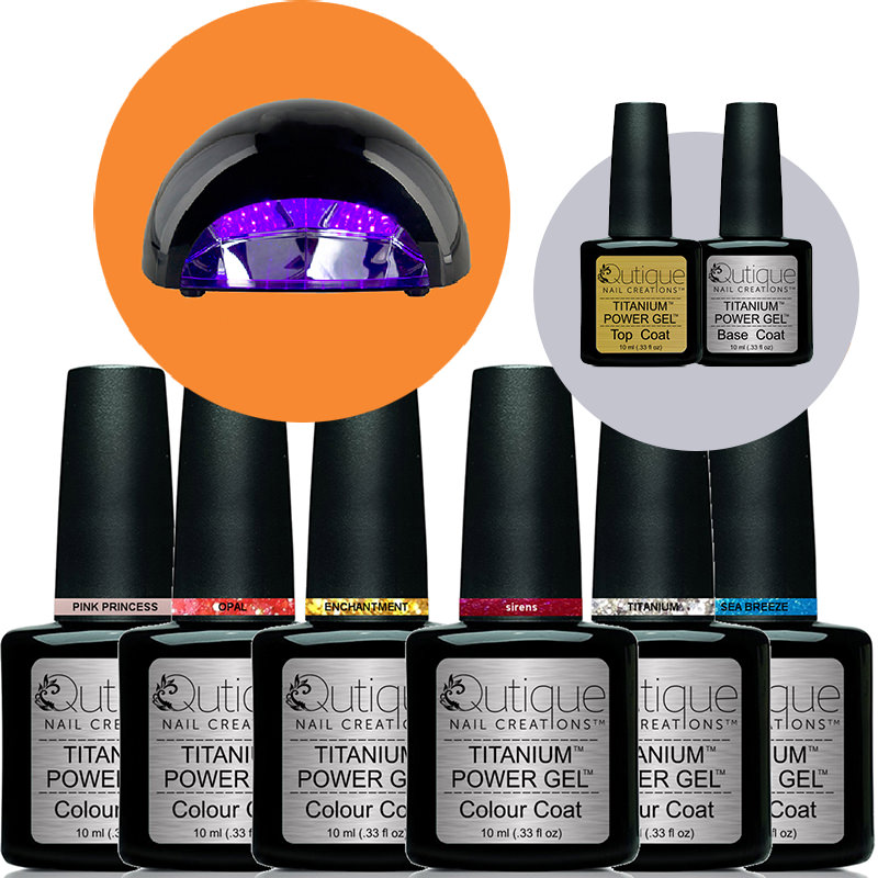 6 Colours -Gel Nail Polish Kit inc White LED Lamp -HEMA Free