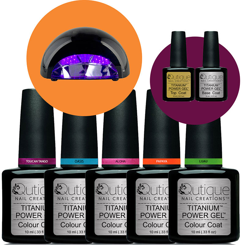5 Colours -Gel Nail Polish Kit inc White LED Lamp -HEMA Free