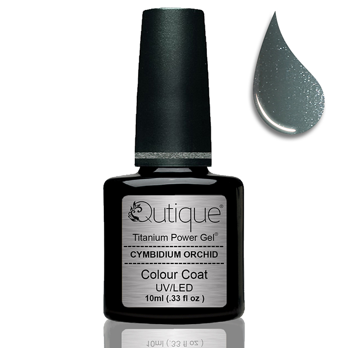 Gel Nail Polish -Cymbidium Orchid (silver, glitz green) -HEMA Free