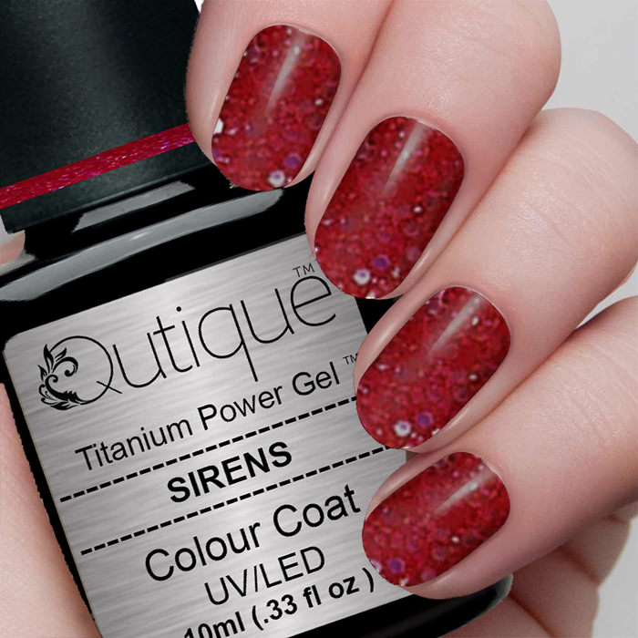 Gel Nail Polish Glitter Gel -Sirens (red) -HEMA Free